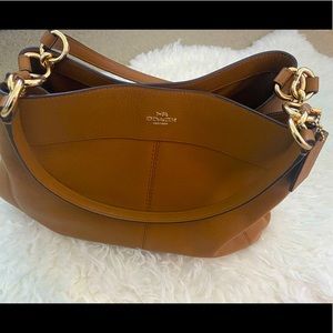 Coach Hallie Shoulder Bag (light brown/leather)-not used like NEW!